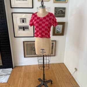 Pretty Snake Red and Pink Checkered Women's Top